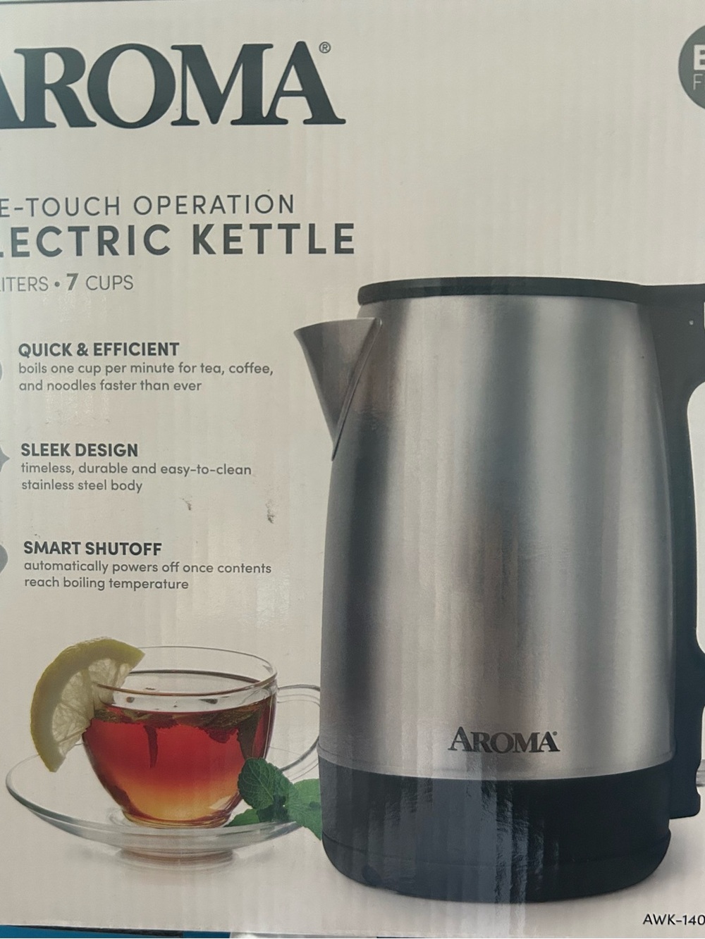 Roma Electric Kettle in Brushed Silver and Black